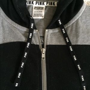 Striped PINK full-zip sequin hoodie, sz S